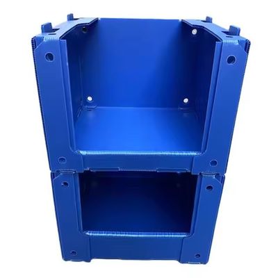 Flat Pack Blue Corrugated Plastic Parts Bins Stackable PP Shelf Stake Bins Corflute K Bins