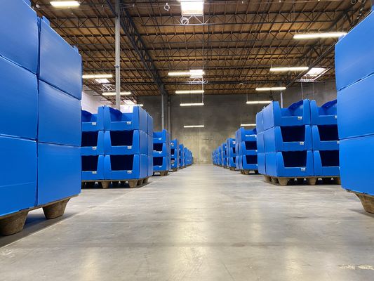 Flat Pack Blue Corrugated Plastic Parts Bins Stackable PP Shelf Stake Bins Corflute K Bins