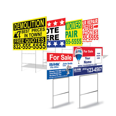 Corrugated UV Printed Plastics H Stake Blank Lawn Coroplast Yard Signs